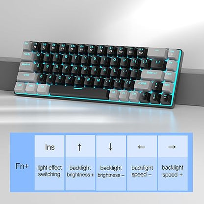 MageGee Portable 60% Mechanical Gaming Keyboard, MK-Box LED Backlit Compact 68 Keys Mini Wired Office Keyboard with Red Switch for Windows Laptop PC Mac - Black/Grey