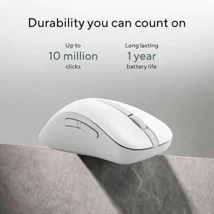 ASUS Wireless Mouse MD102 2.4GHz Mode, Ergonomic Design, Silent, Reliable, Dual Mode Connectivity, Adjustable DPI, 10 Million Click Life, White