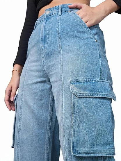 Bewakoof Womens High Rise 100% Cotton Solid Straight Fit Jeans|Straight Fit Jeans – Regular Fit | Classic Denim Pants | Everyday Casual