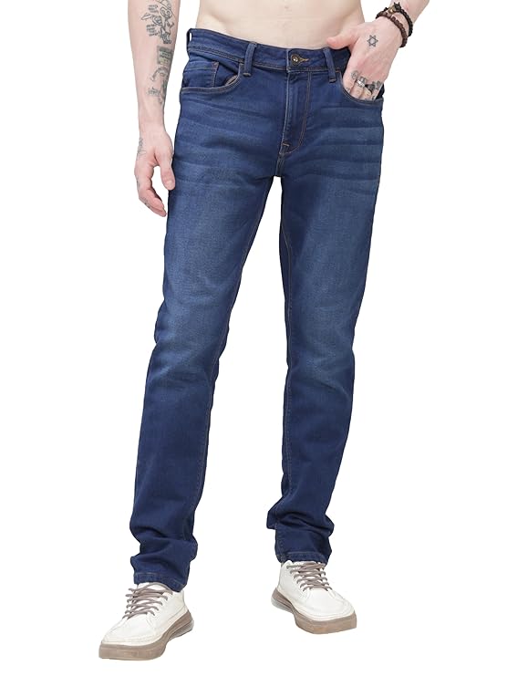 TURMS Men's Black Solid Mid Rise Stretchable Adventure Comfort Denim Pant Cotton Rich Jeans 30 Days No Wash Tailored Fit Casual Wear, Anti Stain Anti Odor Breathable (Available in Plus Sizes)