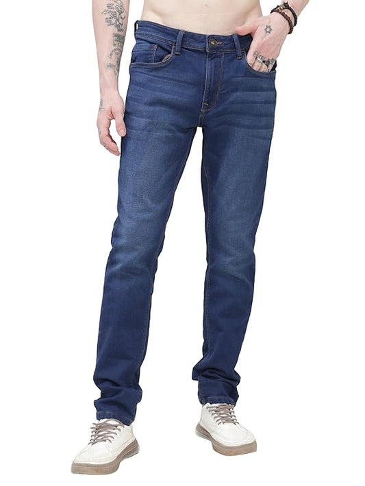 TURMS Men's Black Solid Mid Rise Stretchable Adventure Comfort Denim Pant Cotton Rich Jeans 30 Days No Wash Tailored Fit Casual Wear, Anti Stain Anti Odor Breathable (Available in Plus Sizes)