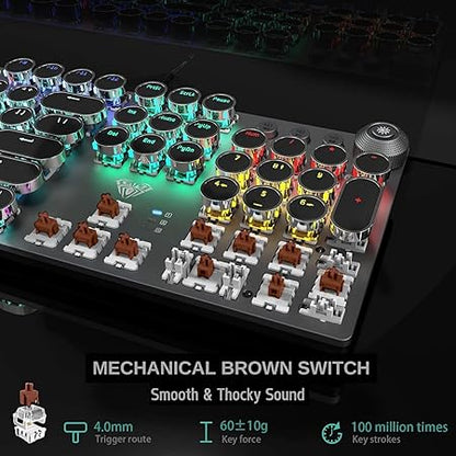 AULA F2088 Wired Mechanical Gaming Keyboard | LED Backlight RGB Gaming Keyboard (Black | Without Handrest | Brown Switch)