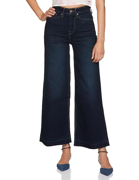 Pepe Jeans High Rise Dark Wash Cotton Relaxed Fit Women's Jeans