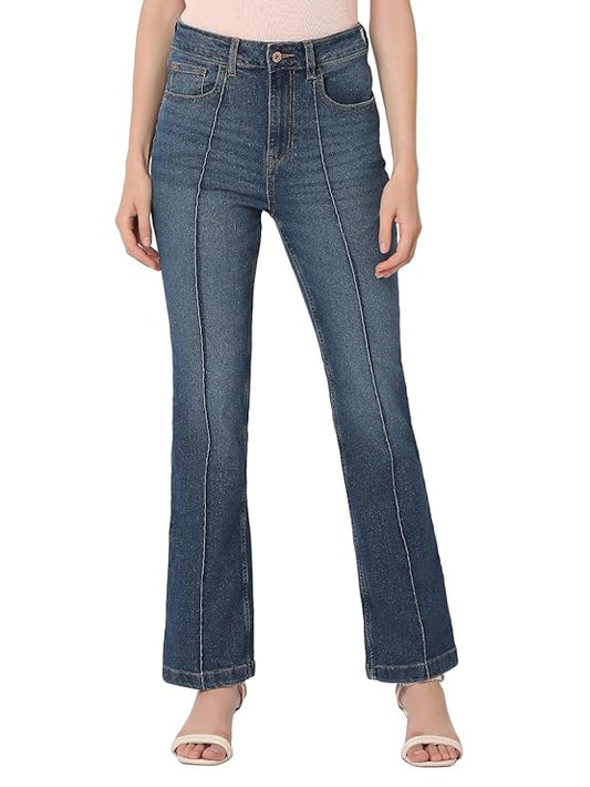 VERO MODA Women High Rise VM Petra BC HR AW24 Bootcut Light Fade Stretchable Jeans