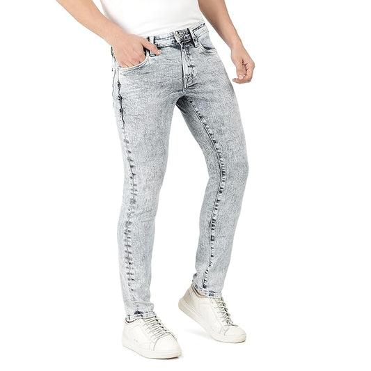 Everblue Men Solid Stretchable Blue Tapered Slim Fit Heavy Fade Midrise Jeans