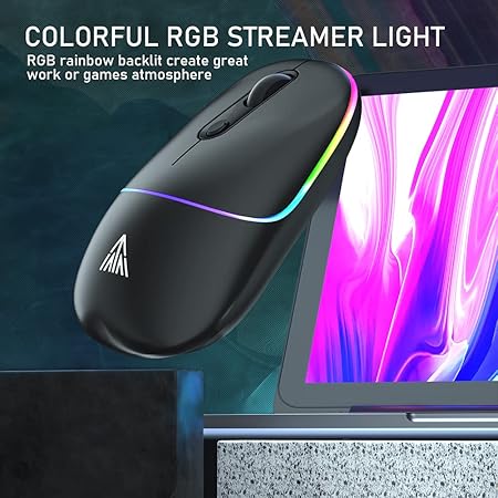 SOLAKAKA 2.4GHz Wireless Mouse, Adjustable 1600 DPI,Rechargeable Wireless Computer Mouse for PC Mac Laptop, Desktop