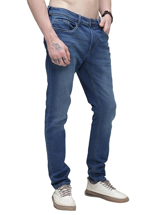 TURMS Men's Black Solid Mid Rise Stretchable Adventure Comfort Denim Pant Cotton Rich Jeans 30 Days No Wash Tailored Fit Casual Wear, Anti Stain Anti Odor Breathable (Available in Plus Sizes)