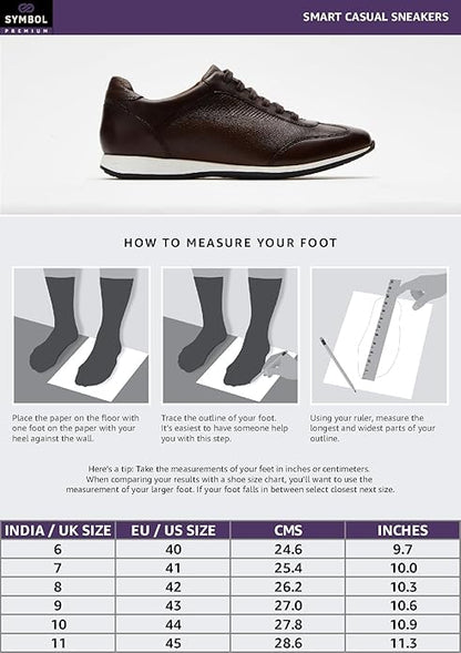 Symbol Premium Mens Smart Casual Leather Sneakers (Dark Brown)
