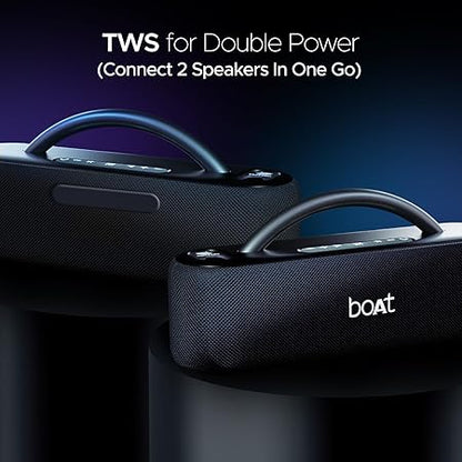 boAt Stone Lumos 60W Bluetooth Speaker w/ 7 LED Projection Modes, Hearables App Support, Dual EQs, Up to 9hrs of Playtime (Midnight Black)