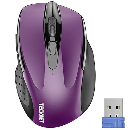 Tecknet M003 2.4G Ergonomic Wireless Mobile Optical Mouse with USB Nano Receiver (Purple)