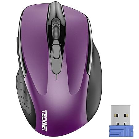Tecknet M003 2.4G Ergonomic Wireless Mobile Optical Mouse with USB Nano Receiver (Purple)