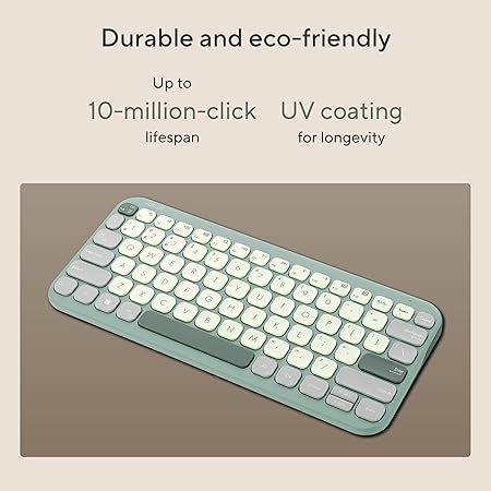 ASUS Marshmallow Kw100 Keyboard, Supports Up to 3 Devices, 1.6Mm Key Travel, Scissor Keys, Compact & Lightweight Keyboard, Bluetooth (Color - Green Tea Latte)