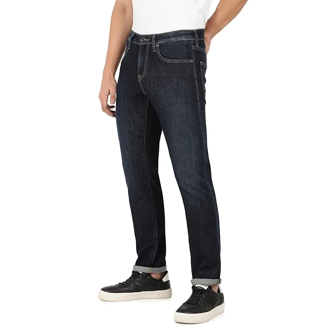 Everblue Men Solid Stretchable Blue Comfort Slim Midrise Jeans