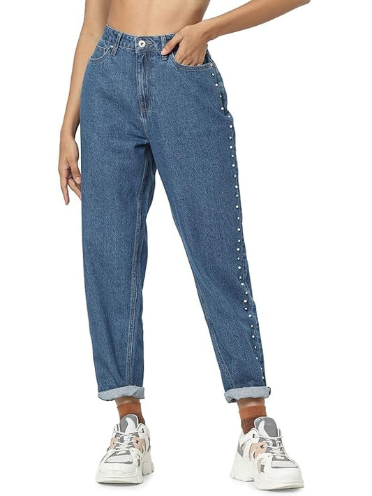ONLY Women's Mid Rise Relaxed-Fit Mom Jeans | Boyfriend Jeans for Women