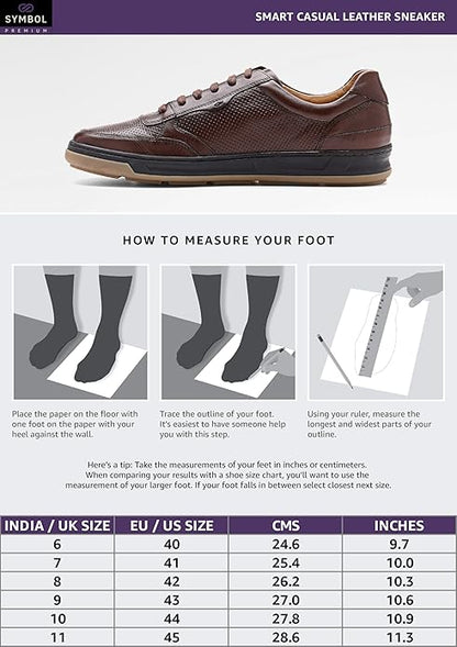 Symbol Premium Mens Smart Casual Lifestyle Leather Sneakers (Brown)