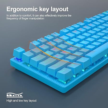 AULA S2022 Mechanical Wired Gaming Keyboard | Rainbow LED Backlit with Num Lock for Windows PC | 4 Kind of Rainbow Backlight Gaming Keyboard (Blue)