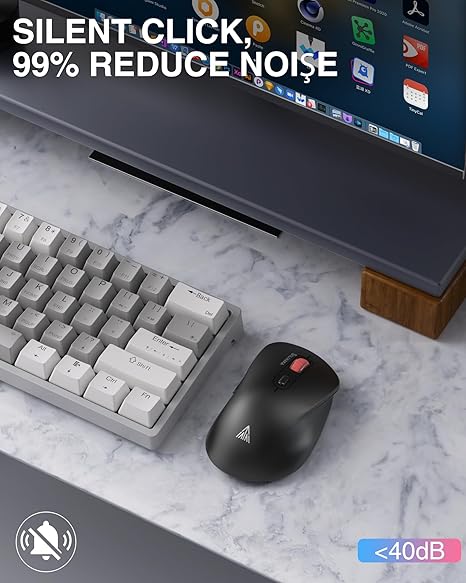 SOLAKAKA SM66 Silent Dual Mode 2.4GHz Wireless Mouse, 4800 DPI, Rechargeable, 2 Side Buttons, Black