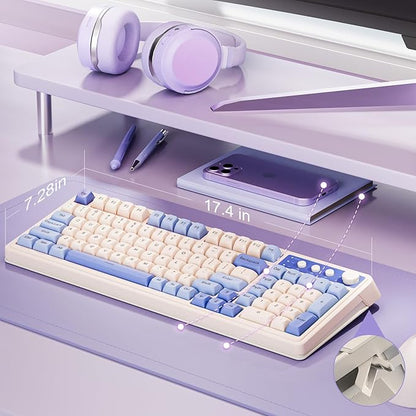 AULA S99 3 in 1 World's First Silicon Membrane Gaming Keyboard | Bluetooth/2.4GHz/USB-C Balls Keycap Keybaord with Knob | Programmable RGB Backlit Gaming Keyboard for PC/Xbox/PS5 (Purple)