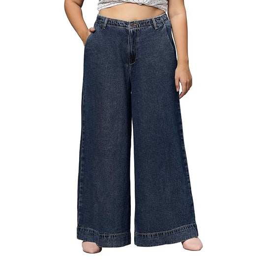 TURNING BLUE Extra Wide High Rise Plus Size Jeans for Women