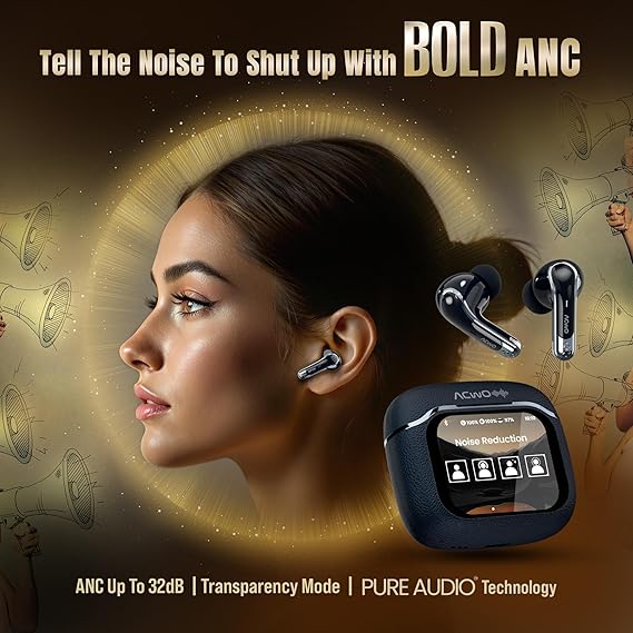 ACwO DwOTS Bold Earbuds | India’s 1st Smart 1.83” True HD Touch Display | ANC (32dB) | 60Hrs Playtime (3 Color options)