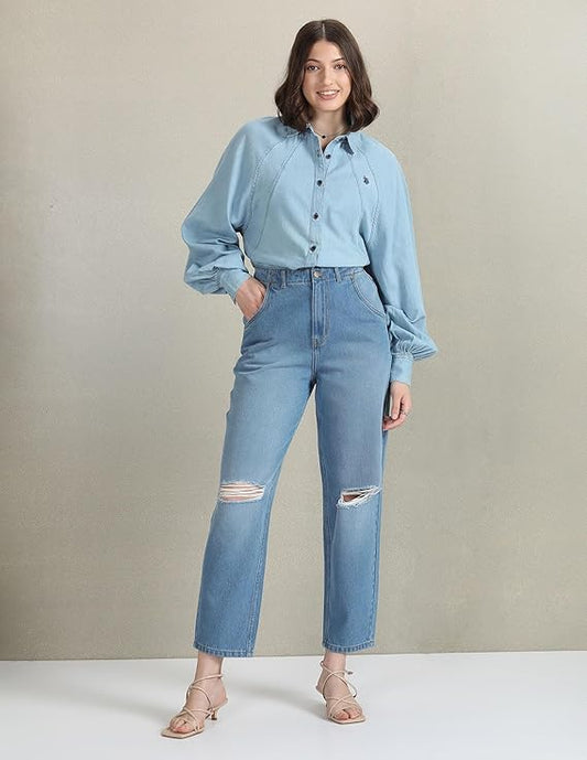 U.S. POLO ASSN. Women Mid Rise Slim Fit Jeans