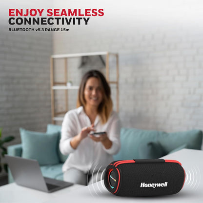 Honeywell Newly Launched Trueno U400 30W 5.3 Bluetooth Speaker, Deep Bass Radiators, 15H Playtime, IPX 6, USB Type-C Port, Built-in Mic & 2 * 78mm Drivers