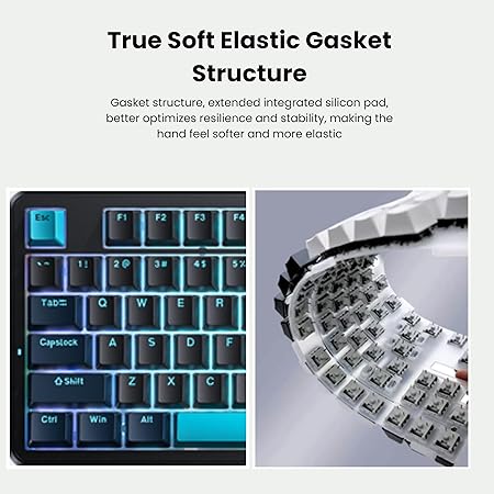 AULA F87 Wireless Mechanical Keyboard | 75% TKL Gasket Custom Hot Swappable, 2.4Ghz/Type-C/Bluetooth Gaming Keyboard | Pre-lubed Switch RGB Backlit Keyboard (Blue+Black+Cyan,Gray Wood V4 Switch)