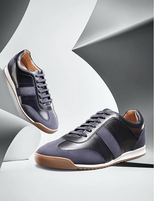 Symbol Premium Mens Smart Casual Leather Sneakers (Blue)