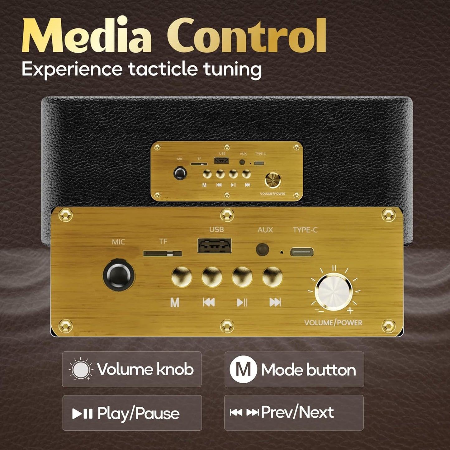 Boult Newly Launched Retroamp Z40 with 40W Bluetooth Speaker with Dual Dynamic Drivers, 14Hrs Playtime (Royal Gold)