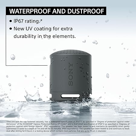 Sony SRS-XB100 Wireless Bluetooth Portable Lightweight Super-Compact Travel Speaker, Extra-Durable IP67 Waterproof (4 color options)