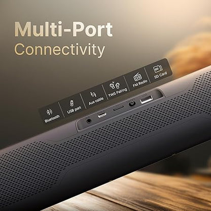 CrossBeats Blaze B50 | 50W Sound bar | Gaming RGB Light | FM Radio AUX, SD Card, USB I 4000 mAh 10 Hrs Battery