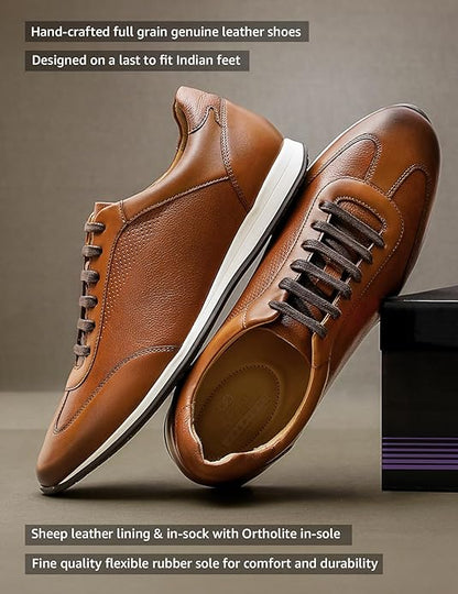 Symbol Premium Mens Smart Casual Leather Sneakers (Brown)
