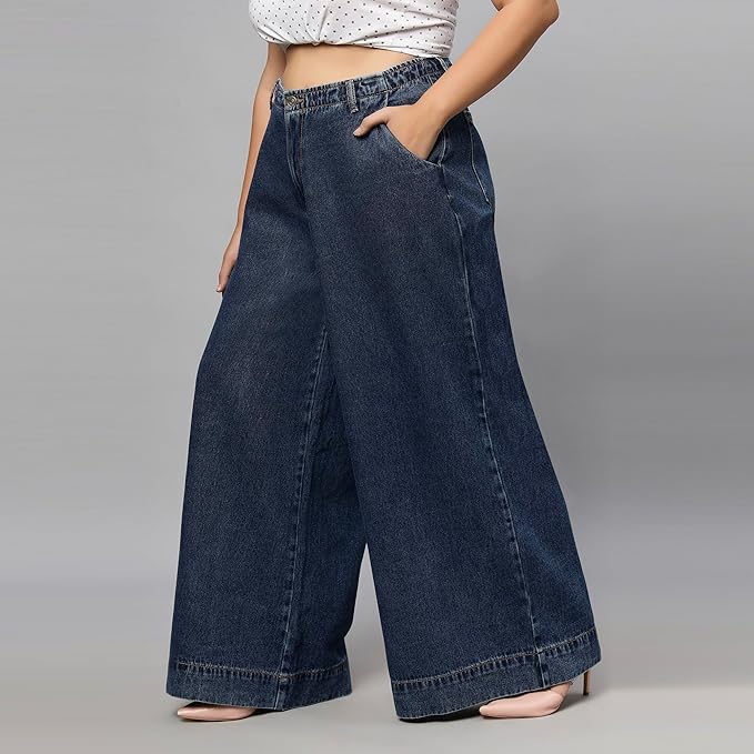 TURNING BLUE Extra Wide High Rise Plus Size Jeans for Women