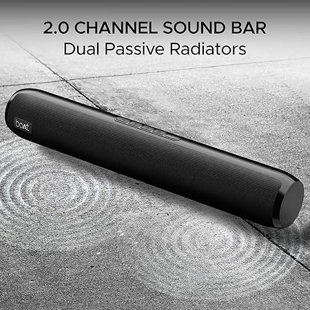 boAt Aavante Bar 610 Bluetooth Soundbar with 25W RMS Signature Sound, 2.0 Channel with Dual Passive Radiators, Upto 7 Hours Playback (Black)