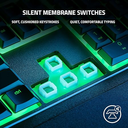 Razer Ornata V3 X Gaming Keyboard: Low-Profile Keys - Silent Membrane Switches - UV-Coated Keycaps - Spill Resistant - Chroma RGB Lighting - Ergonomic Wrist Rest - Classic Black