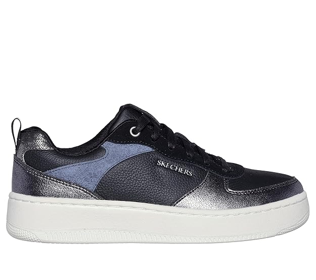 Skechers Women Sport Court 92 Sheer Shine Lace Up Shoe (Black)