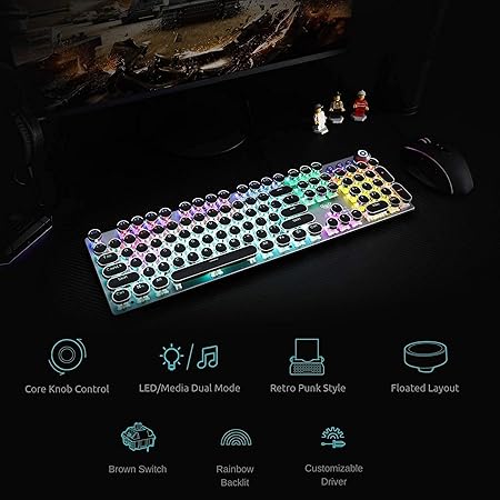 AULA F2088 Wired Mechanical Gaming Keyboard | LED Backlight RGB Gaming Keyboard (Black | Without Handrest | Brown Switch)