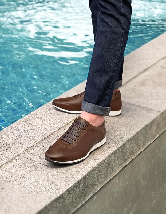 Symbol Premium Mens Smart Casual Leather Sneakers (Dark Brown)