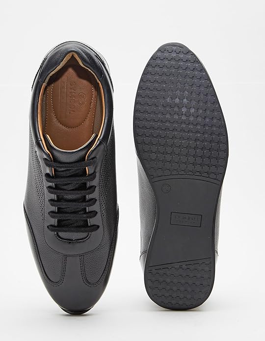 Symbol Premium Mens Smart Casual Leather Sneakers (Black)