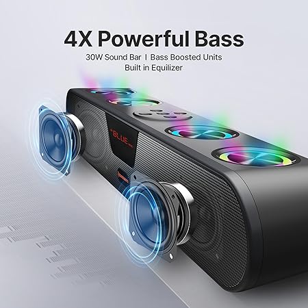 CrossBeats Blaze B30 Bluetooth 30W Soundbar Gaming RGB Light | AUX, BT, SD Card, USB &FM I 8 Hrs Playtime Fast Charge| TWS Pairing