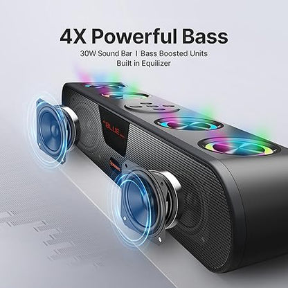 CrossBeats Blaze B30 Bluetooth 30W Soundbar Gaming RGB Light | AUX, BT, SD Card, USB &FM I 8 Hrs Playtime Fast Charge| TWS Pairing