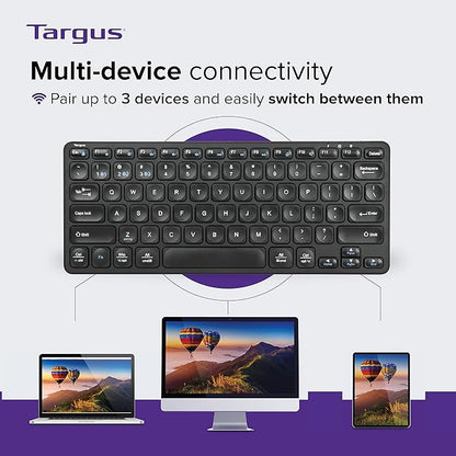 Targus AKB862 Compact Multi-Device Bluetooth® 5.1 Keyboard (Black),DefenseGuard™ Antimicrobial Protection*,Multi-Device connectivity for up to 3 Devices,for Windows/Mac/Android/Laptop/PC/Tablet/Phone