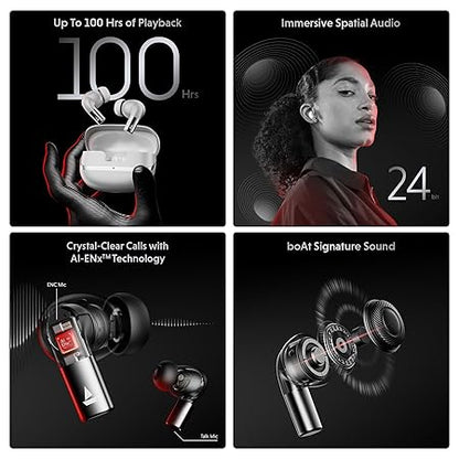 boAt Airdopes Ultra Pro (2025 Launch), 100Hrs Battery, Dual Pairing, 4Mics ENx, v5.3 Bluetooth Earbuds, TWS Ear Buds Wireless Earphones (2 Color options)