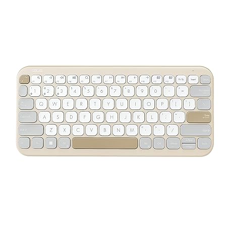 ASUS Marshmallow Kw100 Keyboard, Supports Up to 3 Devices, 1.6Mm Key Travel, Scissor Keys, Compact & Lightweight Keyboard, Bluetooth (Color - Oat Milk)