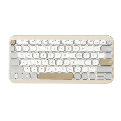 ASUS Marshmallow Kw100 Keyboard, Supports Up to 3 Devices, 1.6Mm Key Travel, Scissor Keys, Compact & Lightweight Keyboard, Bluetooth (Color - Oat Milk)