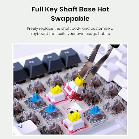 AULA F87 Wireless Mechanical Keyboard | 75% TKL Gasket Custom Hot Swappable, 2.4Ghz/Type-C/Bluetooth Gaming Keyboard | Pre-lubed Switch RGB Backlit Keyboard (Blue+Black+Cyan,Gray Wood V4 Switch)