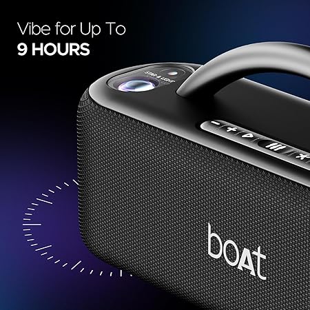 boAt Stone Lumos 60W Bluetooth Speaker w/ 7 LED Projection Modes, Hearables App Support, Dual EQs, Up to 9hrs of Playtime (Midnight Black)