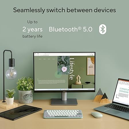 ASUS Marshmallow Kw100 Keyboard, Supports Up to 3 Devices, 1.6Mm Key Travel, Scissor Keys, Compact & Lightweight Keyboard, Bluetooth (Color - Green Tea Latte)