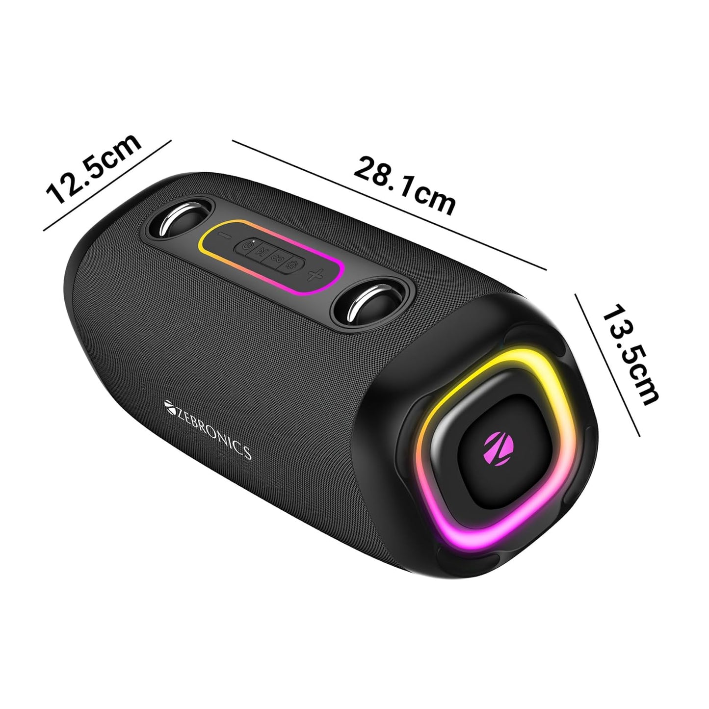 ZEBRONICS Sound Feast 85, Portable Bluetooth Speaker, 20 Watts, Upto 9 Hours Playback, BTv5.3 | TWS | USB, RGB LED, Call Function, Carry Strap (3 color options)