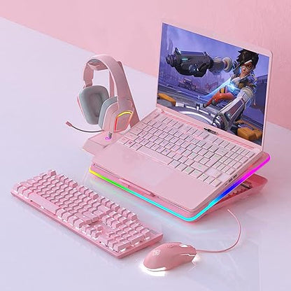 Lomiluskr AJ52 Gaming Mouse Wired, 7 Programmable Buttons, Computer Mice with RGB LED Backlit, 200-4800 DPI Adjustable,for Windows/Mac OS/Linux (Pink)